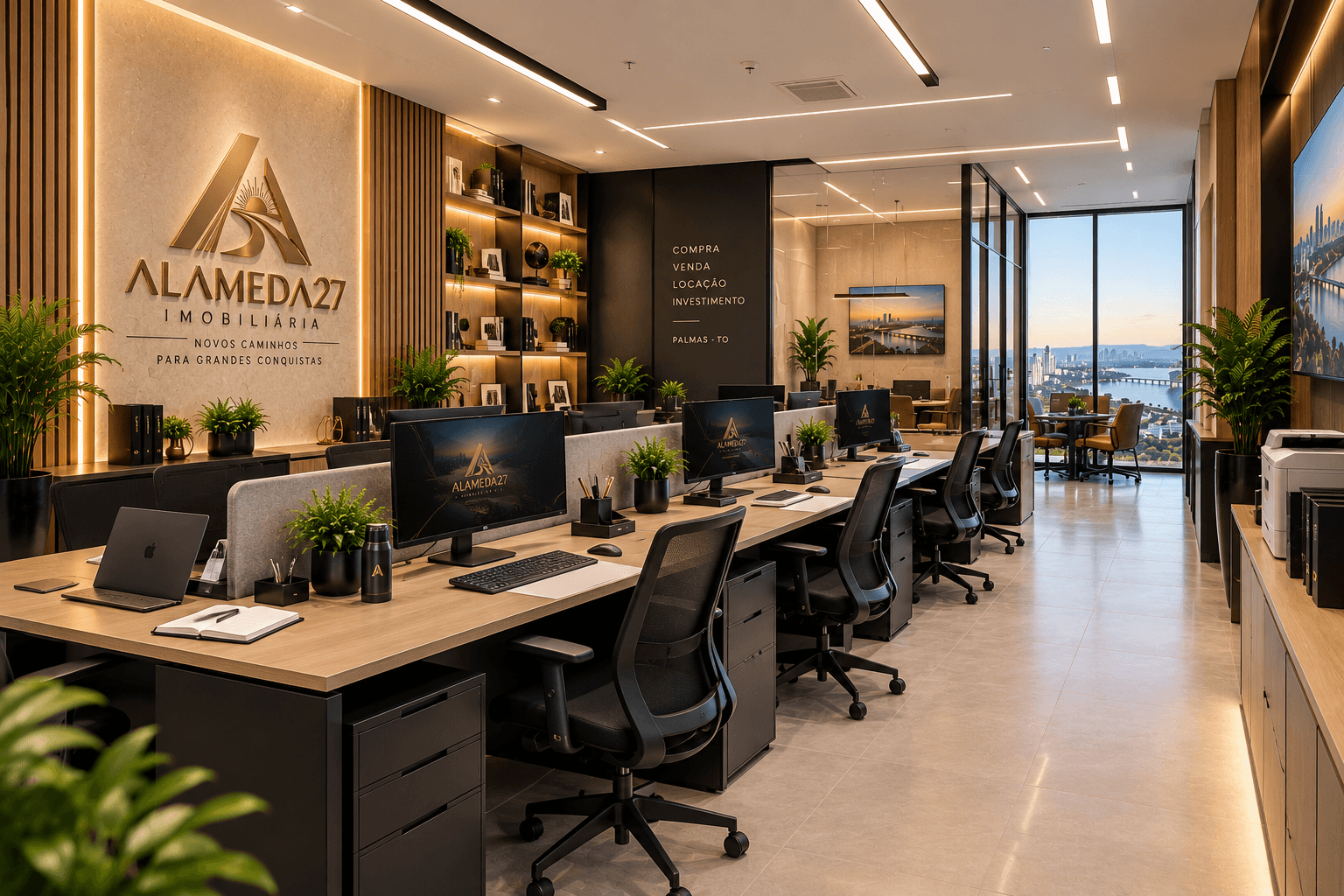 Equipe da Alameda 27 Imobiliária em atendimento